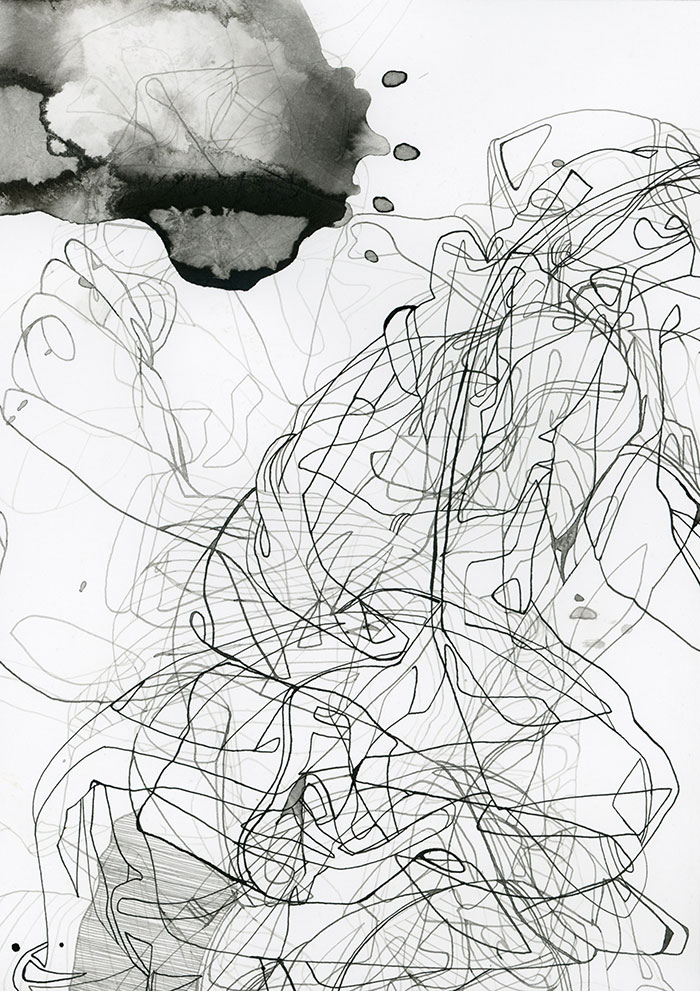 Barbara Lerch, Sans Titre. 29 x 21 cm (41,5 x 33 x 3 cm encadré), encre de chine sur papier, 2012 Barbara Lerch,