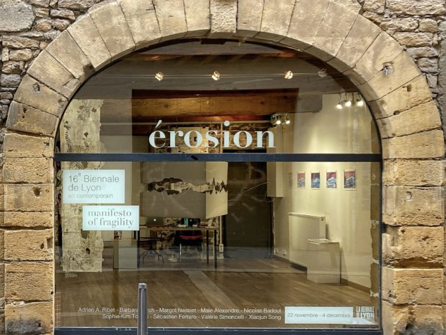 Photo vitrine de la galerie pour l'exposition collective "Erosion"